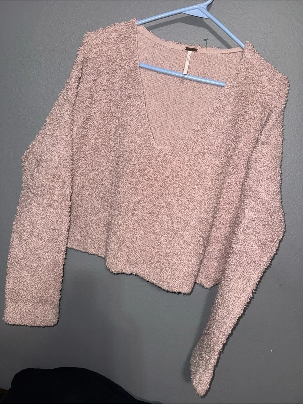 Free People Dusty Rose Plush V-Neck Sweater